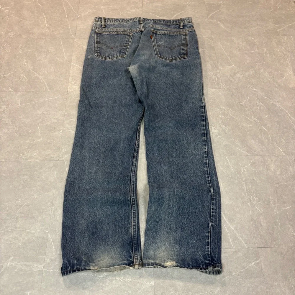 Vintage Levis Orange Tab Jeans Mens Straight Leg Distressed Mid Wash Denim 36x32